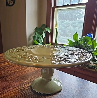 CAKE CUPCAKE Stand Olive Green Berries & Leaf Pedestal 11''x5'' Farmhouse MINT!!