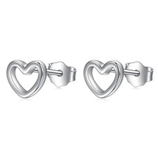 925 Sterling Silver Tiny Heart Stud Earrings for Women,  Mini Heart Stud Earrin