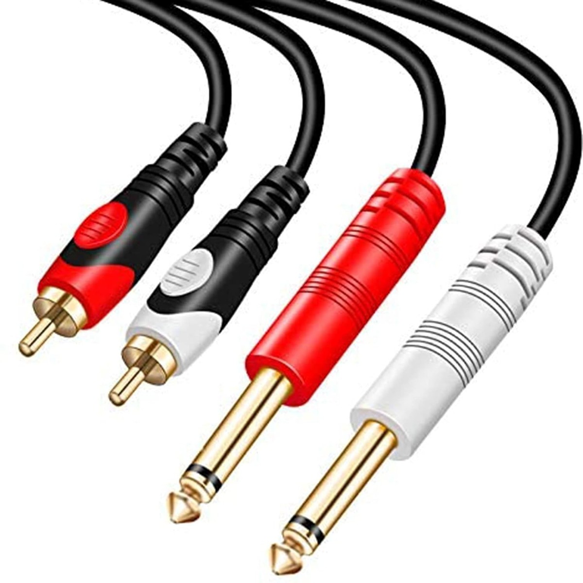 RCA to 1/4 Cable 25Ft,Dual 1/4 inch 2 x 6.35mm TS Mono Male Jack