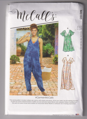 8165 McCALLS - JUMPSUIT & DRESSES - Sz 14/16/18/20/22