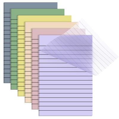 6 Pack 180 Sheets Pastel Transparent Sticky Notes Translucent Clear Lined Sel...