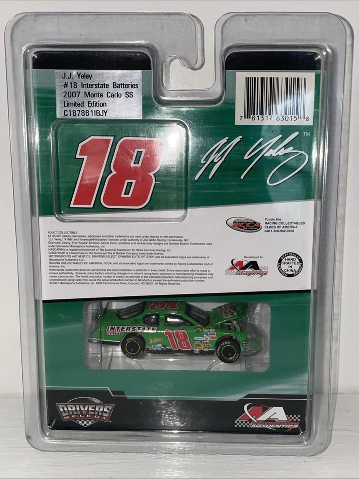 2007 J.J. Yeley #18 Interstate Batteries NASCAR Action 1/64 Scale Diecast Select - Image 2 of 4
