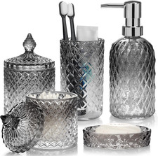 Bathroom Accessories Set, 5Pcs Gradient Glass Bath Accessory Sets Complete
