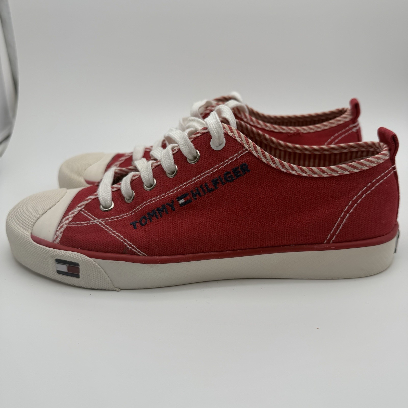Tommy Hilfiger Vintage Red Low Top Canvas Sneakers Women’s Size 8 Vintage 90s