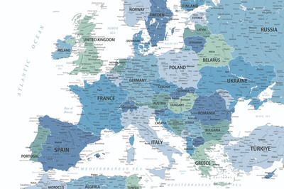 Europakarte Wand Poster Druck Grafik optional laminiert A Größen