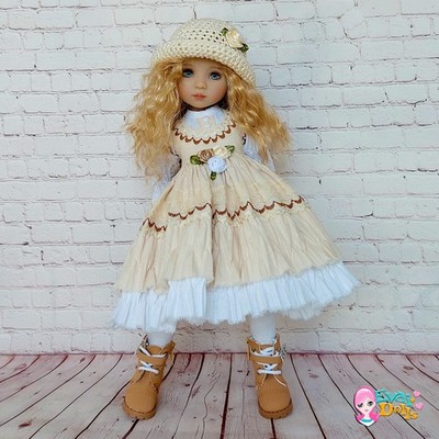 Beige country style outfit for Little Darling doll 13'' D.Effner suitable f Paola