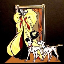LE Disney Pin Villain Cruella DeVil Pongo Perdita Designer Collection Dogs D23