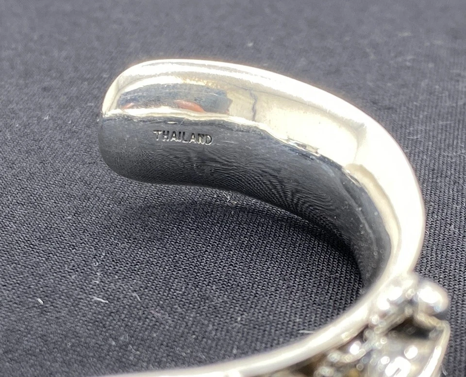 Barry Kieselstein Cord 925 Silver Frog And Lily Cuff Bracelet - Image 3 of 4