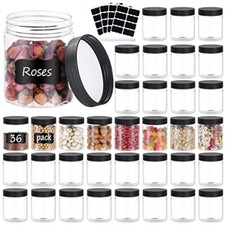 36PCS 8OZ Plastic Jars with Screw On Lids, Pen and Labels Refillable Empty Round