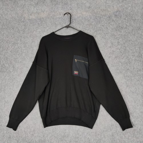 Vintage Paul & Shark Pullover Herren Größe M Schwarz Marine Wolle Yachting Segeln