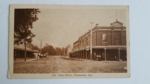 Cartolina d'epoca Pleasanton California Neal Street foto carrozza cavalli 1900 - Foto 2 di 3