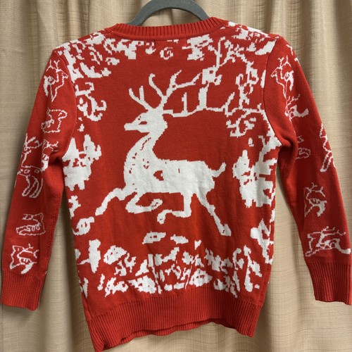 Camii Mia Girls Christmas Crewneck Sweater Pullover Santa & Reindeer Size Medium - Picture 2 of 9