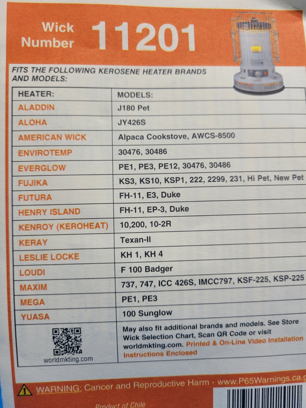 EVERGLOW PE1, PE3,PE12,30476,30486  KEROSENE HEATER WICK, IGNITER, BRUSH & GUIDE