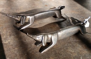 Pair of antique WMF 1900s knife rests pig figural