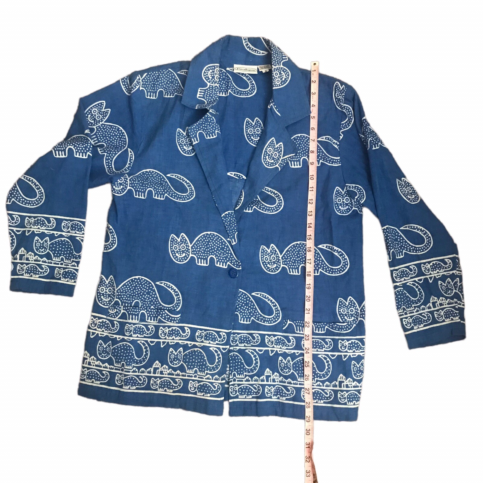 Patchington Blue Cat Lover Open Front Jacket  Sma… - image 5