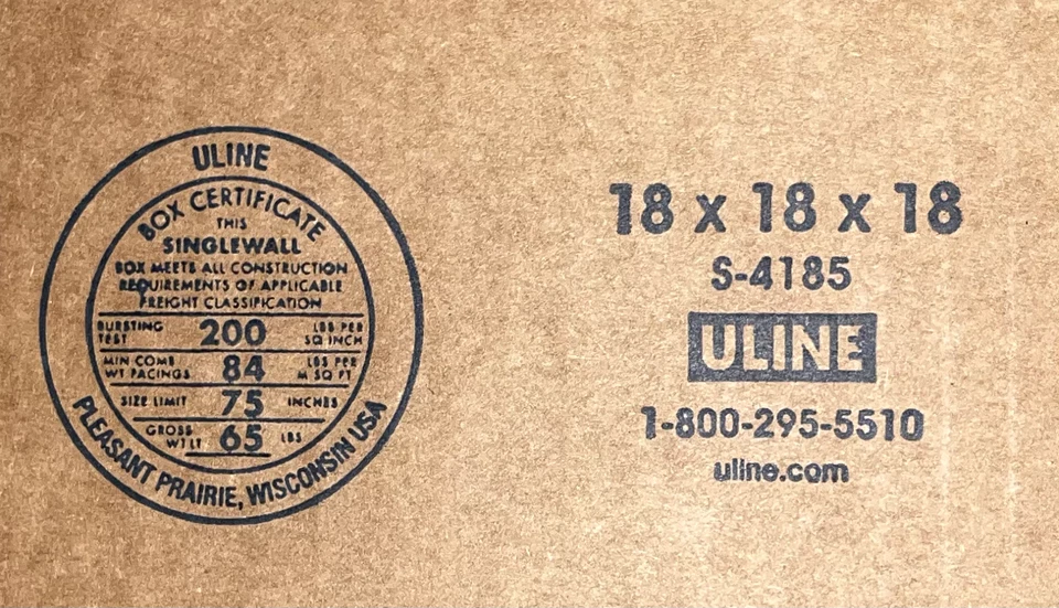 18" x 18" x 18" CARDBOARD BOX - 200 lb - SINGLE BOX - Image 2 of 3