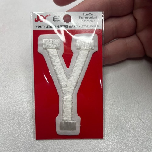 3" Y White Trim On WHITE VARSITY LETTER INITIAL "Y" Patch P028