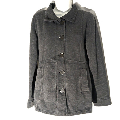 prAna Jacket Catrina Button Down Gray Women's Size Medium, 2 Pocket, Fleece
