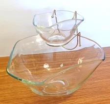 Vintage Indiana Glass Heritage Clear 3-Piece Chip & Dip Set