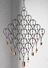 Large Wind Chime Iron Garden Wind Chimes Adorned With Bells Multi Colour Beads