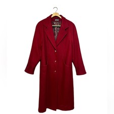 Vintage Jofeld Fortsmann Wool Blend Trench Jacket Long Peacoat Red Size Xxl
