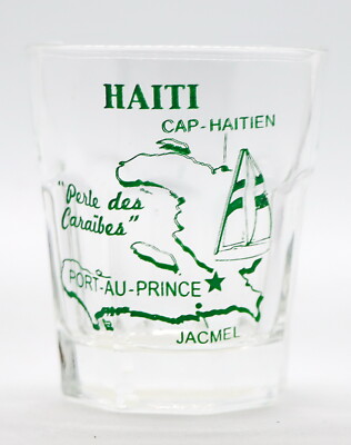 HAITI VINTAGE MAP OUTLINE SHOT GLASS SHOTGLASS