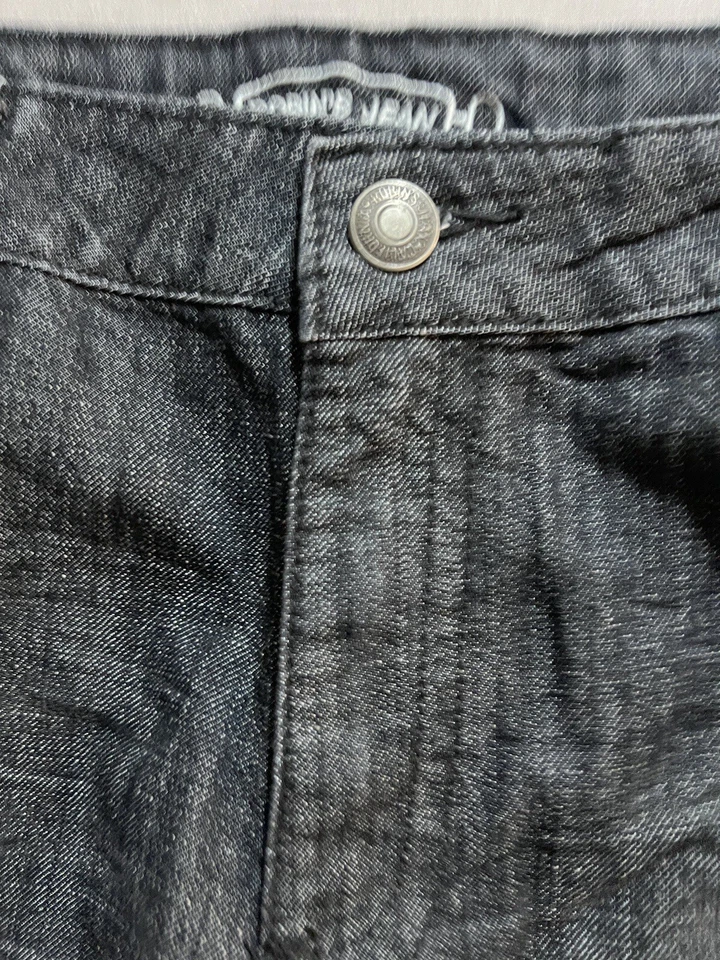 Pantalones de mezclilla Robin's para hombre 36x34 negros lavados oscuros bolsillos rectos cinturón cremallera botón nuevos Foto 2 de 4