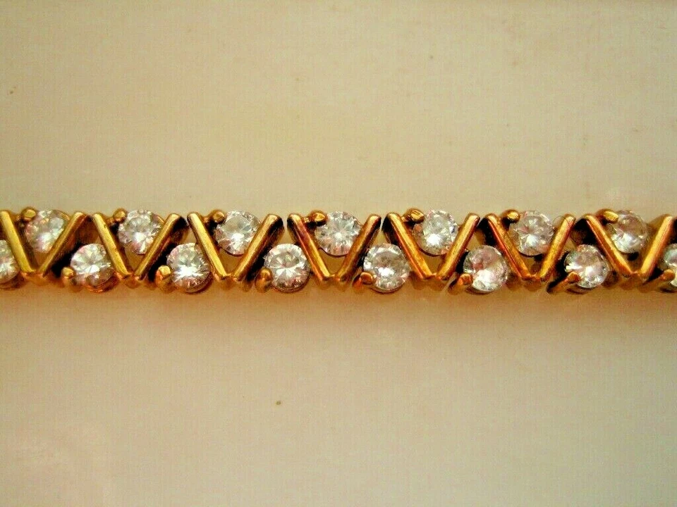 RAREZAS BRAZALETE TENIS PLATA ESTERLINA CIRCONITAS CÚBICAS CHAPADO EN ORO V Foto 2 de 4