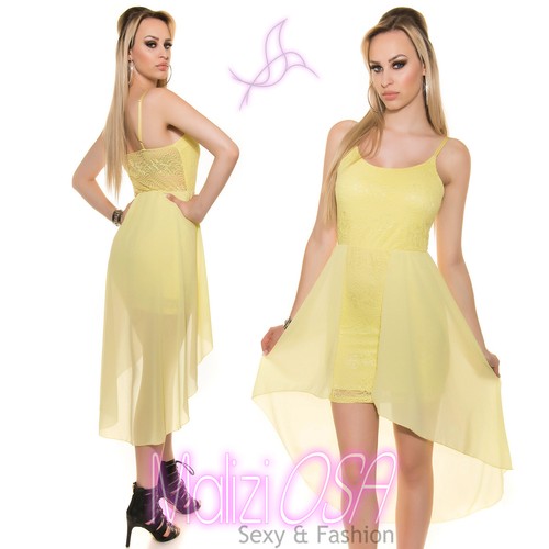 Vestito Donna Mini Abito Estivo Giallo Miniabito Elegante Cocktail Festa  Sera | eBay