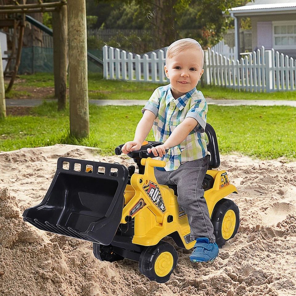 Sit and Scoot Kids Ride On Toy Toddler Push Dump Truck Digger Tractor for Boys - Image 2 of 4