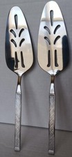 2 New Rare Stainless Steel Silver Pie Cake Server Korea Retro Vintage 10.75" NOS