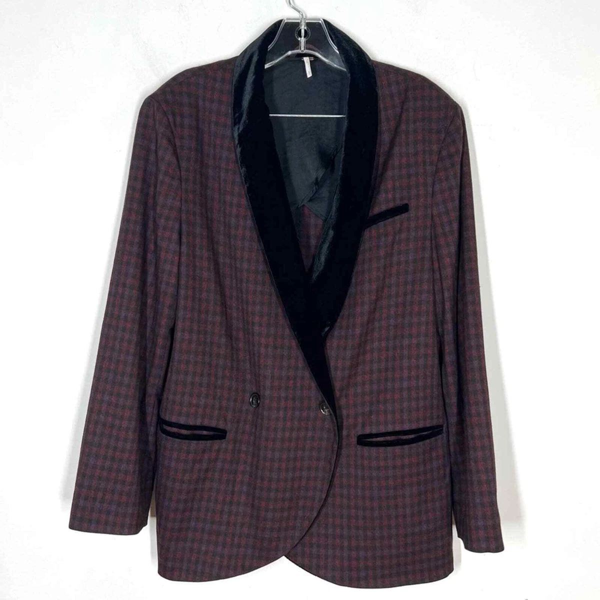 Free people velvet trimmed blazer sale