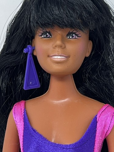 Vintage Clone Barbie Size Fashion Doll 1986 Creata Raven Black Hair In Swimsuit - Picture 3 of 15