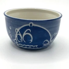 Yokohama Studio Whale Blue Ceramic Handpainted Miyabi Rice Trinket Bowl 2.5"