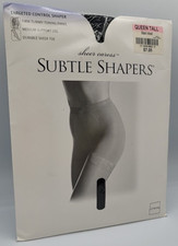 JC Penney Subtle Shaper Medium Support OFF BLACK QUEEN TALL Sheer Pantyhose