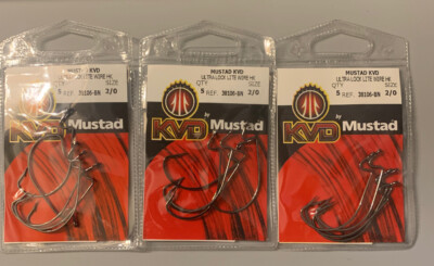 3 Packs Mustad KVD Ultra Lock Lite Wire Hooks 2/0