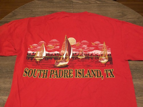 Vintage South Padre Islamd Texas Sailboat Beach Logo XL Red T Shirt - Picture 9 of 9