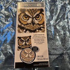 Dimensions Arts  Crafts Owl Latch Hook rug pillow wall hanging Kit 12'L x 12''H