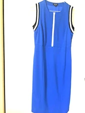 Worth Sz 2 Sleeveless Dress Blue with Nautical Binding Zipper Perfect