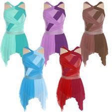 Womens Costume Ballet Dancewear Leotard Dress Competition Lyrical Color Block