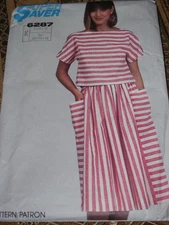 SIMPLICITY #6287-LADIES LOOSE FITTING CROP TOP & BIG POCKET SKIRT PATTERN 8-12FF