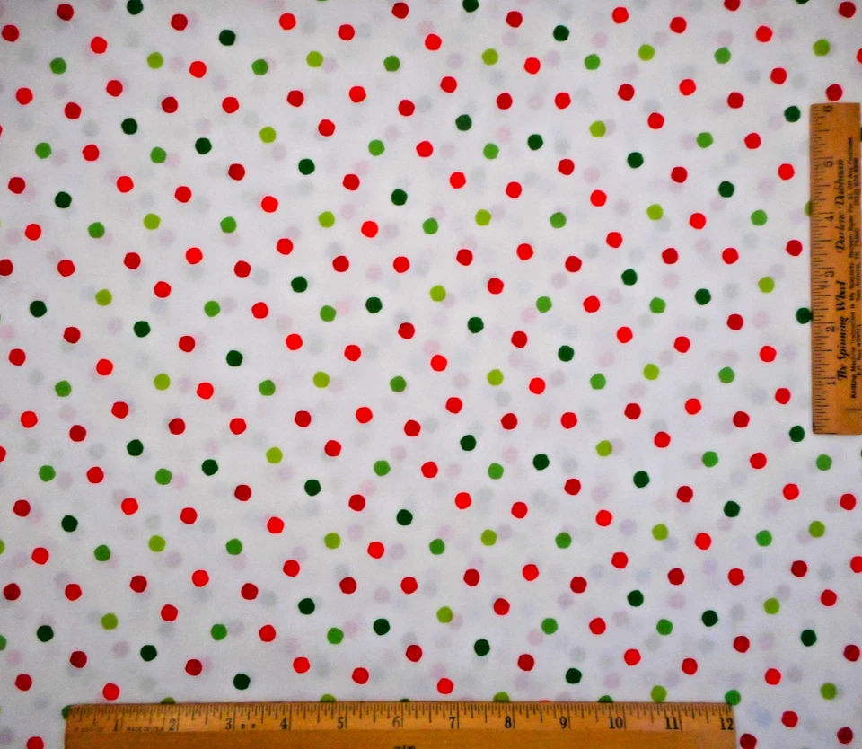 Tela Robert Kaufman por yarda rojo verde puntos blanco celebrar Seuss Navidad algodón 3 Foto 3 de 3