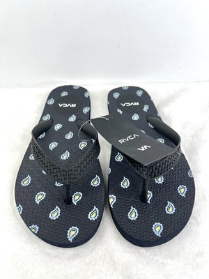 RVCA Surf Street Style Beach Pool Casual Flip Flops Mens Size 7 Black New