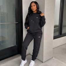 Alo Women s Red 2-Piece Sweatsuit Set Small Fleece Cotton Hoodie Pants Pockets
