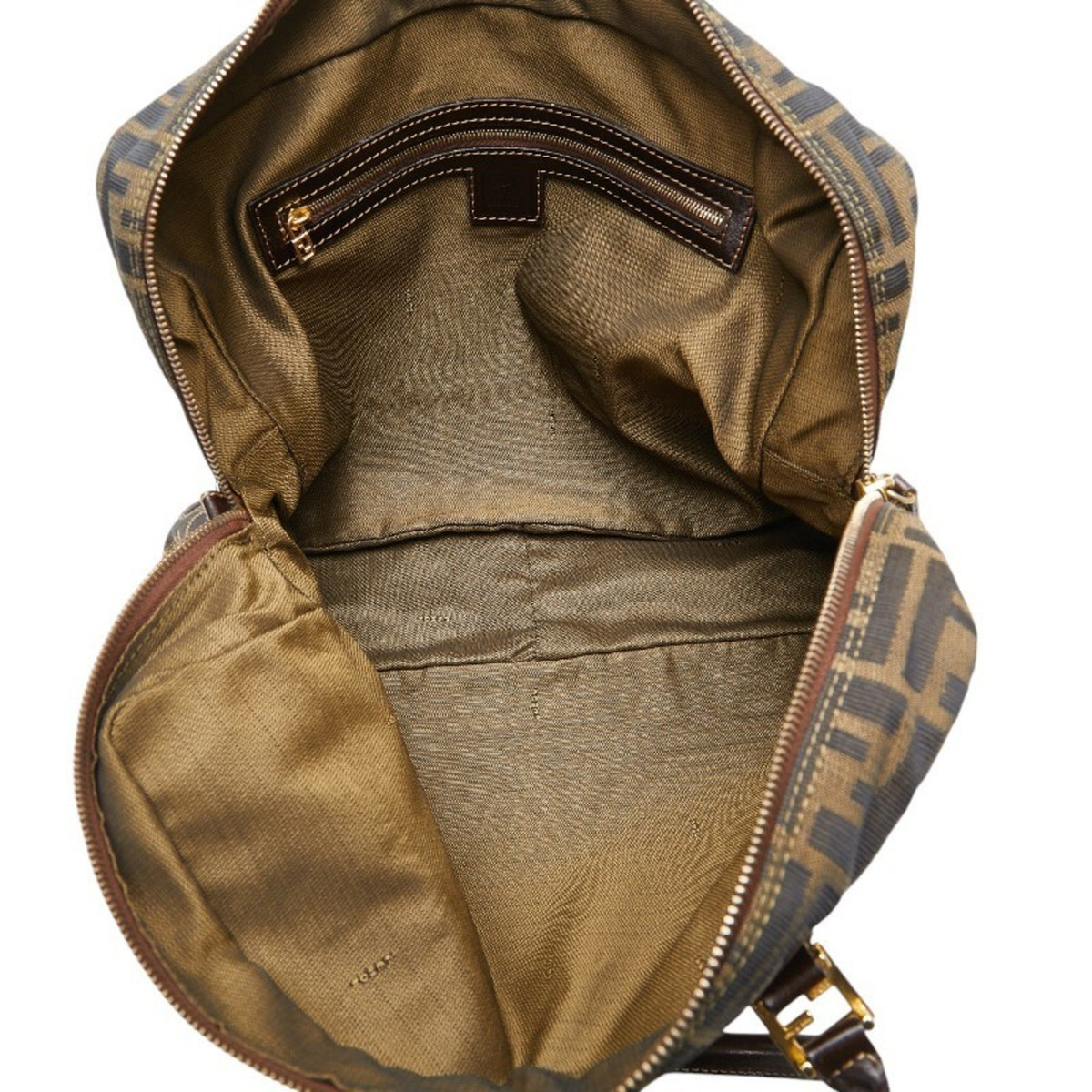 FENDI ZUCCA BAG SHOULDER BROWN CANVAS LEATHER WOMEN'S FENDI ZUCCA BAG SHOULDER BROWN CANVAS LEATHER WOMEN'S