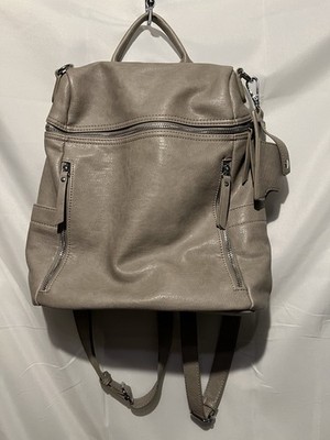 Miztique Vegan Leather Medium Backpack Gray Zipper Bag Purse Lined  12 X12  Nice
