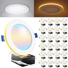 Sunco 24 Pack 6 Inch LED Recessed Light with Night Light, Canless Recessed Li...