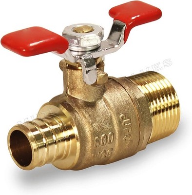 3/4-Inch Brass Full Port Ball Valve with Tee Handle, 1 Pack