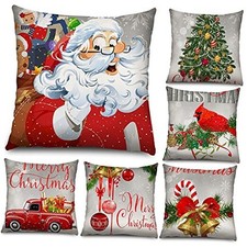Vintage Christmas Pillow Cases - Set of 6 Snowflake Pillow Covers for Sofa,