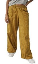 Free People Movement Gold Wide Leg Cinch Hem Parachute Pants Sz S
